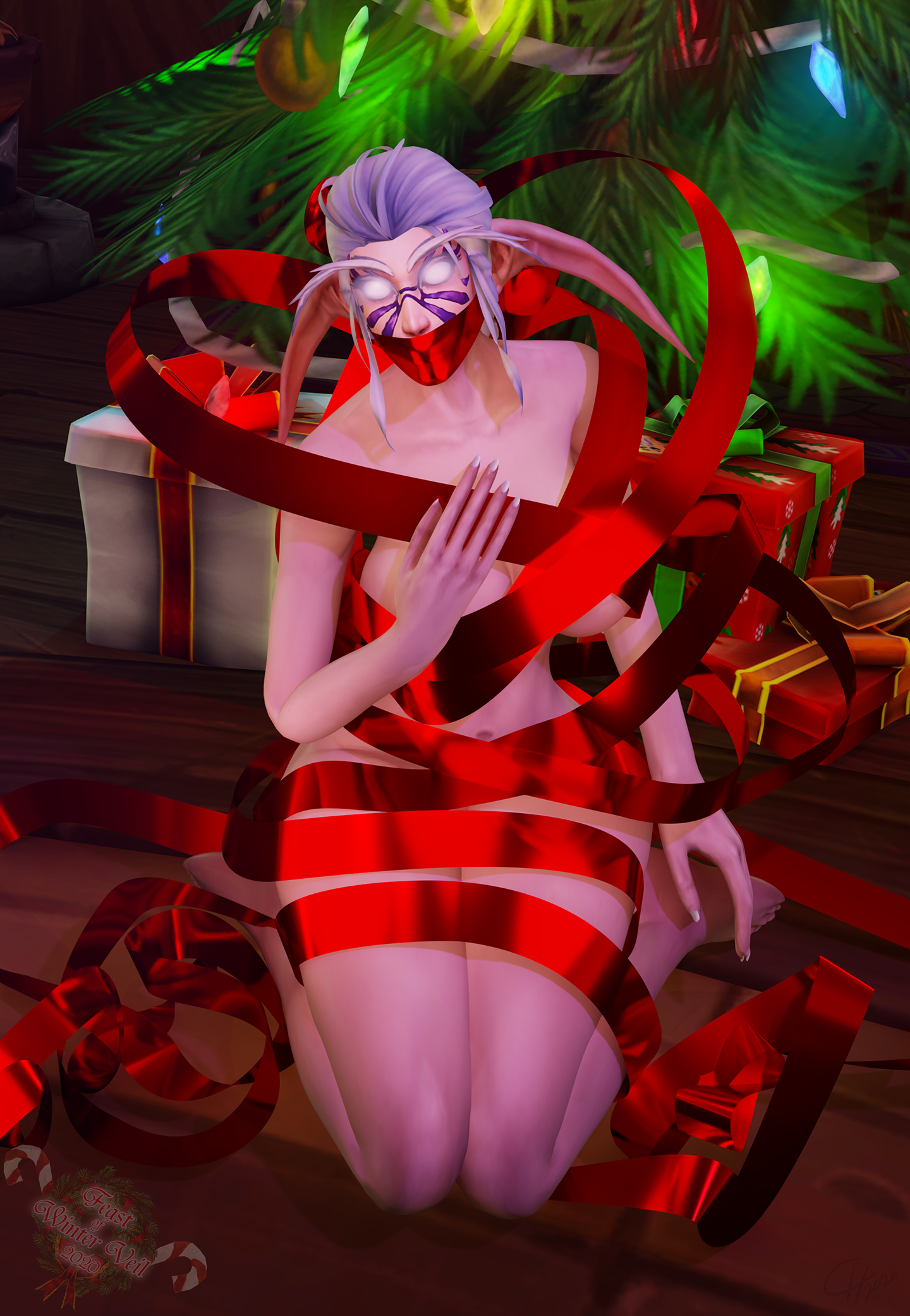Winter Veil 2020: Gift Wrapped Elf [Nelf/Tease]
She couldn't think of anything to give
as Winter Veil gift, so she hopes this
suffices as one.
[b][url=http://bakaras.com/murlocish/albums/userpics/10001/10/2020XmasPic2XL.png]==XL-Size Edit==[/url][/b]
Keywords: Nelf;OC;Pinup;Tease;bondage;BDSM