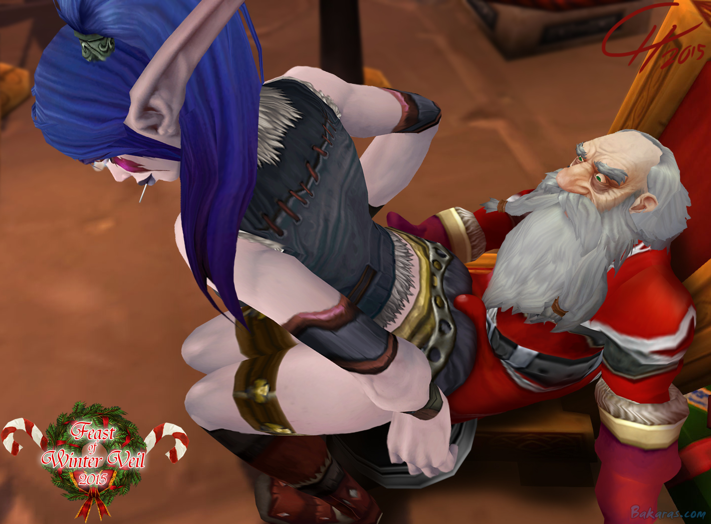 Greatfather Winter's Hard Package [Dwarf/Nelf/Tease]
Every year, Greatfather Winter arrives to Ironforge to listen what boys and girls
want as gifts during Winters Veil, some even bring treats for old bearded one.
Keywords: Nelf;OC;Dwarf;Tease