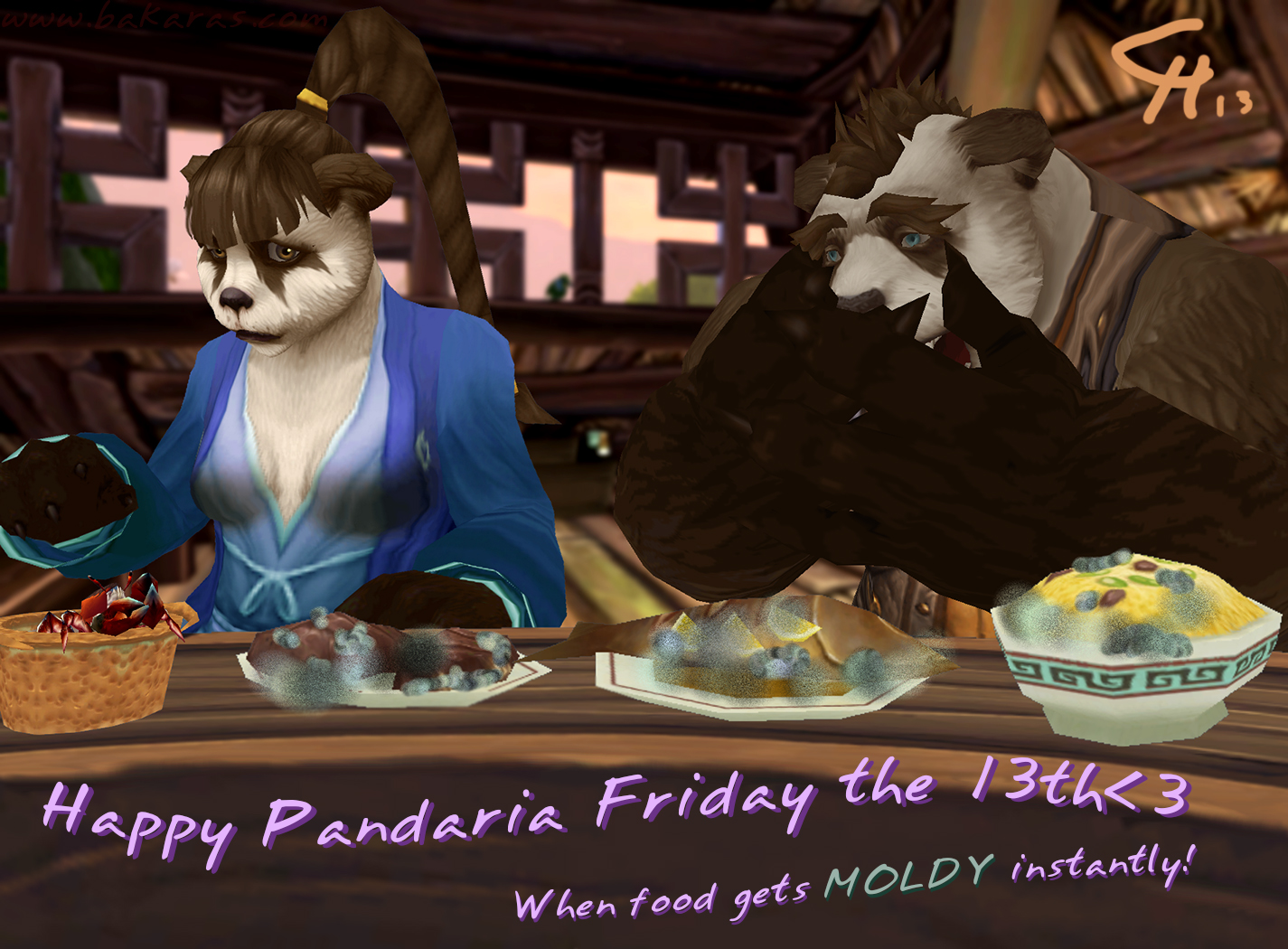 Pandaria Friday the 13th [Filler/Pandaren/SFW]
In Pandaria, foods gets all moldy if not eaten instantly on Friday the 13th!
Keywords: Pandaren;SFW;Filler