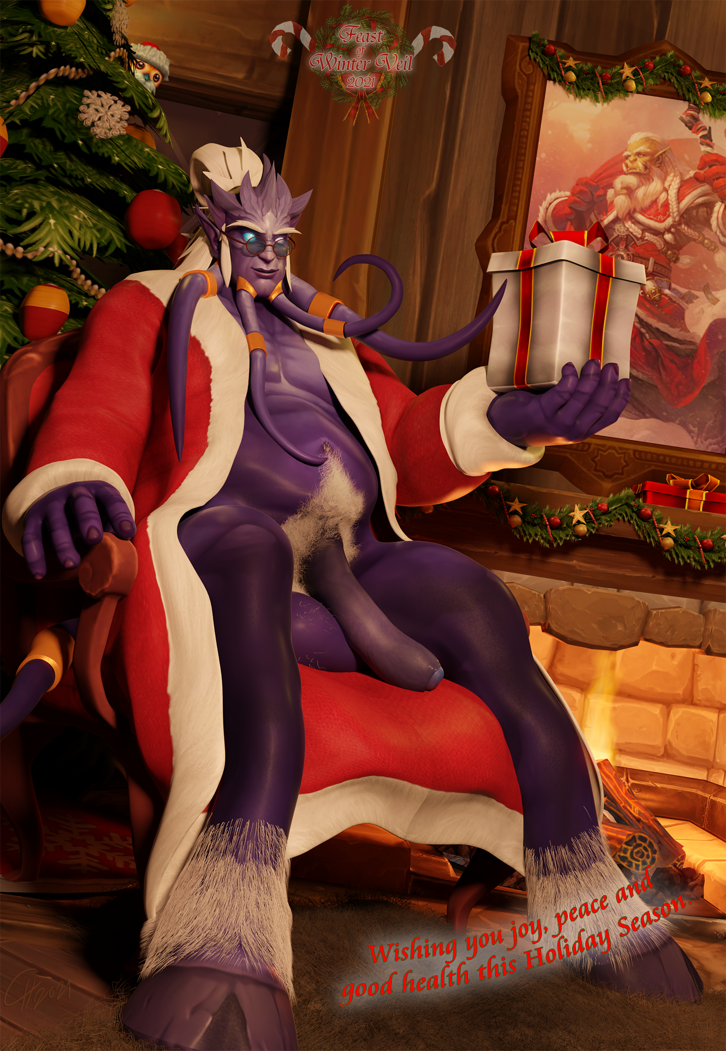 Winter Veil 2021: Gift Offering on the Eve [Draenei/Male Pinup]
The Eve of the Festivity is close and
so are the gifts! Some may get soft bundles,
some might get hard packages.
Which one will you recieve this Holiday?
[b][url=http://bakaras.com/murlocish/albums/userpics/10001/22/WinterVeil2021-05-18XL.png]==XL-Size Edit==?[/url][/b]
Keywords: OC;Draenei;Rule63;male-pinup