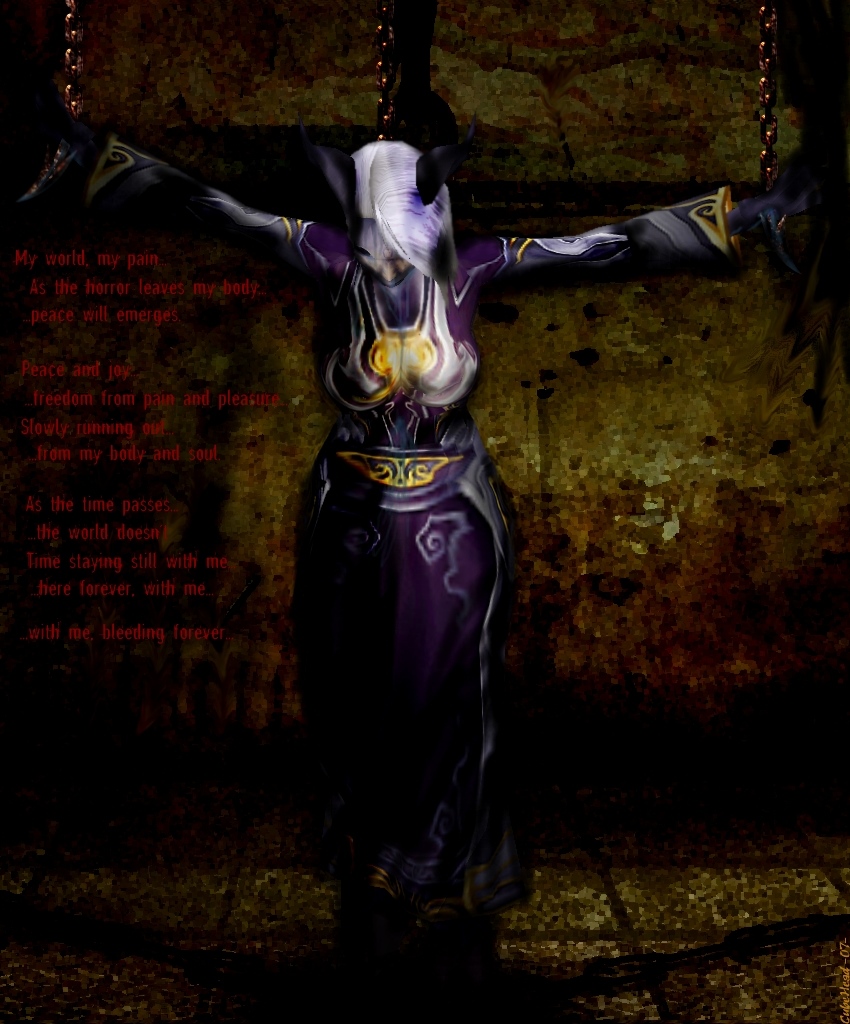 Dark-Selanaar's Diary of Madness 5/8 [Darkside/Draenei/Horror]
< Flavour text lost in time >
Picture 5/8
Keywords: Darkside;OC;Draenei;Horror