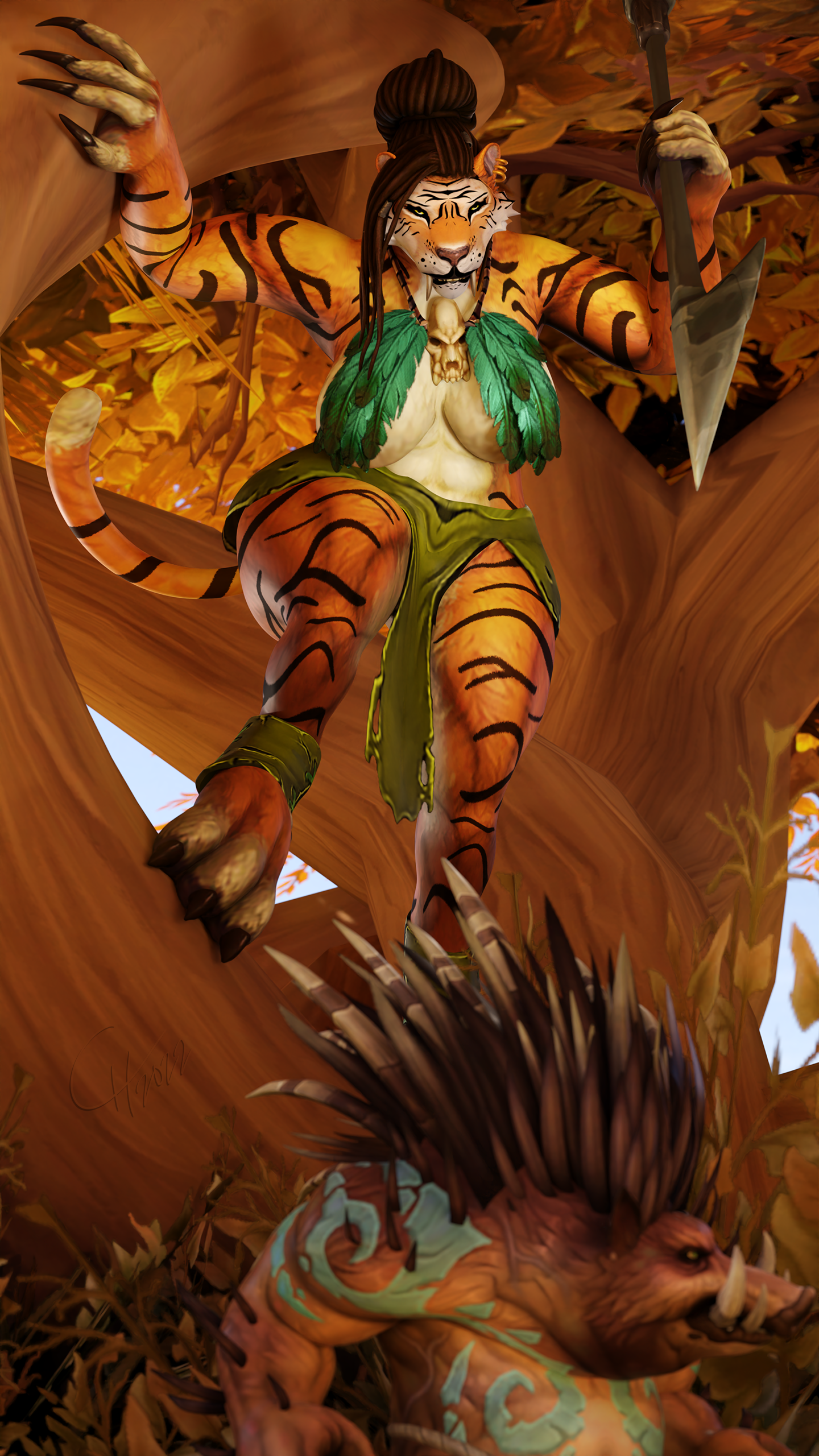 Year of the Tiger [Mob/SFW]
Thanks to some interdimensional meddling,
the region of Barrens has gained new inhabitants
from the alternative-Draeneor and are causing
issues with the balance of the local wildlife.
[b][url=http://bakaras.com/murlocish/albums/userpics/10001/29/2022YearofTiger01XL.png]==XL-Size Edit==[/url][/b]
Keywords: OC;Mob;SFW