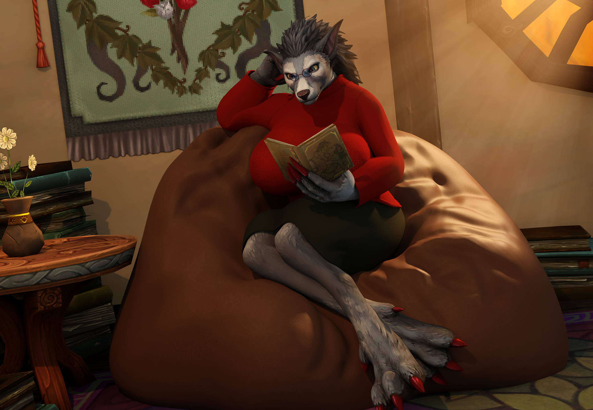 Learning by Reading [Worgen/SFW]
When not teaching at the Library,
Amely enjoys reading books that she
borrows from the public cache. Even the
more limited and private copies.
[b][url=http://bakaras.com/murlocish/albums/userpics/10001/34/WorgenTeacher2023-01XL.png]==XL-Size Edit==[/url][/b]
Keywords: Worgen;tease;OC;SFW